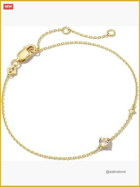 Sterling Silver Vermeil Link Bracelet with White Topaz